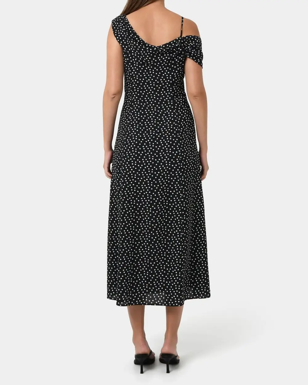 Asymmetric Maxi Dress -Polka Dot