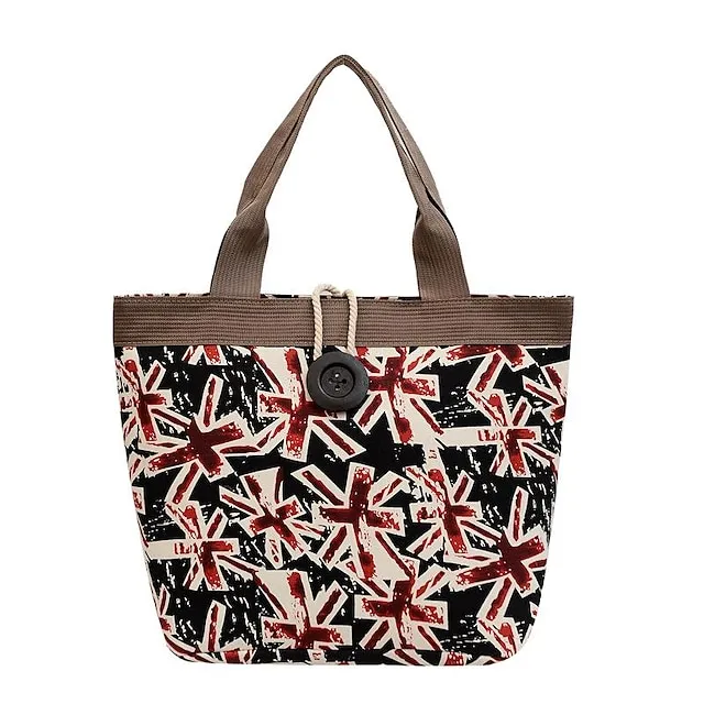 Women's Handbag Shoulder Bag Bucket Bag Canvas Daily Holiday Large Capacity Breathable Durable Leopard Black Dark Red