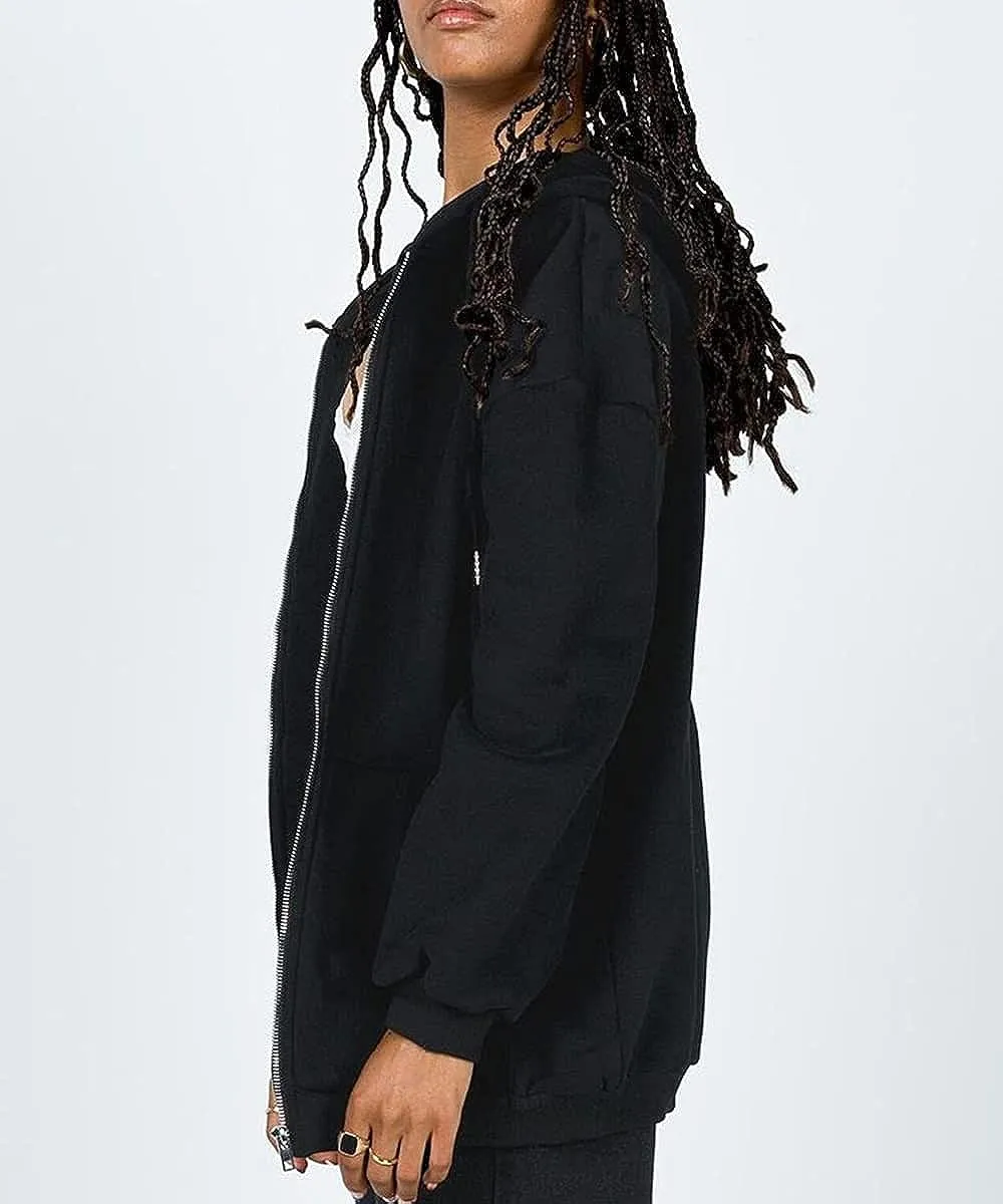 Women's Cute Hoodies Teen Girl Fall Jacket Oversized Sweatshirts Casual Drawstring Zip Up Y2K Hoodie with Pocket