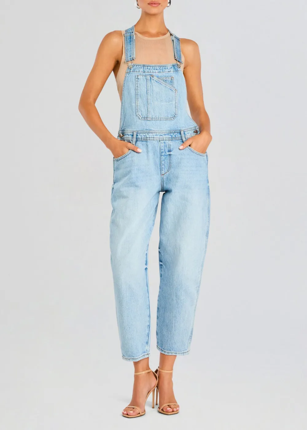 High Waist Pocket Overalls
