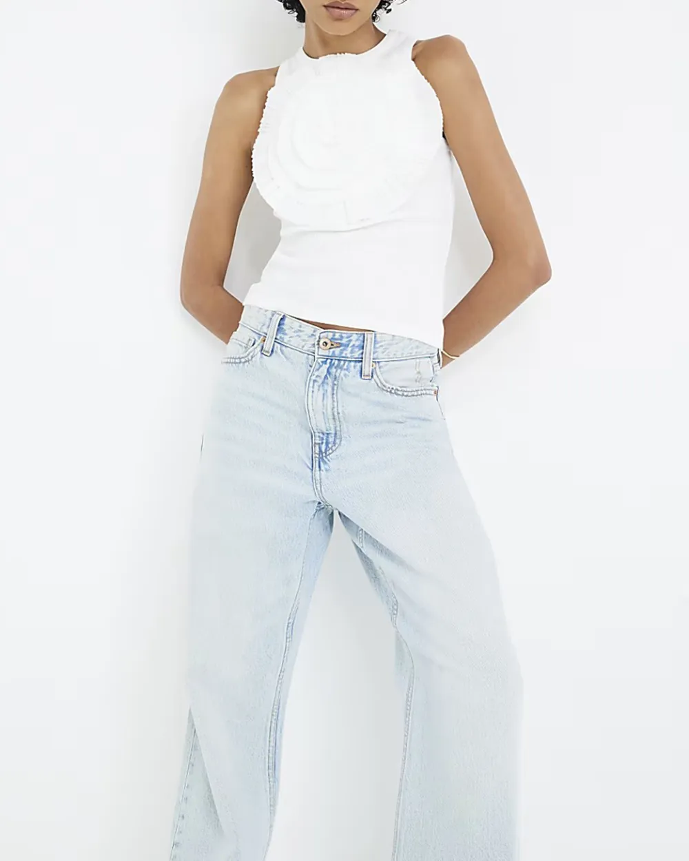 Simple Design All-Match Solid Color Women's Jeans