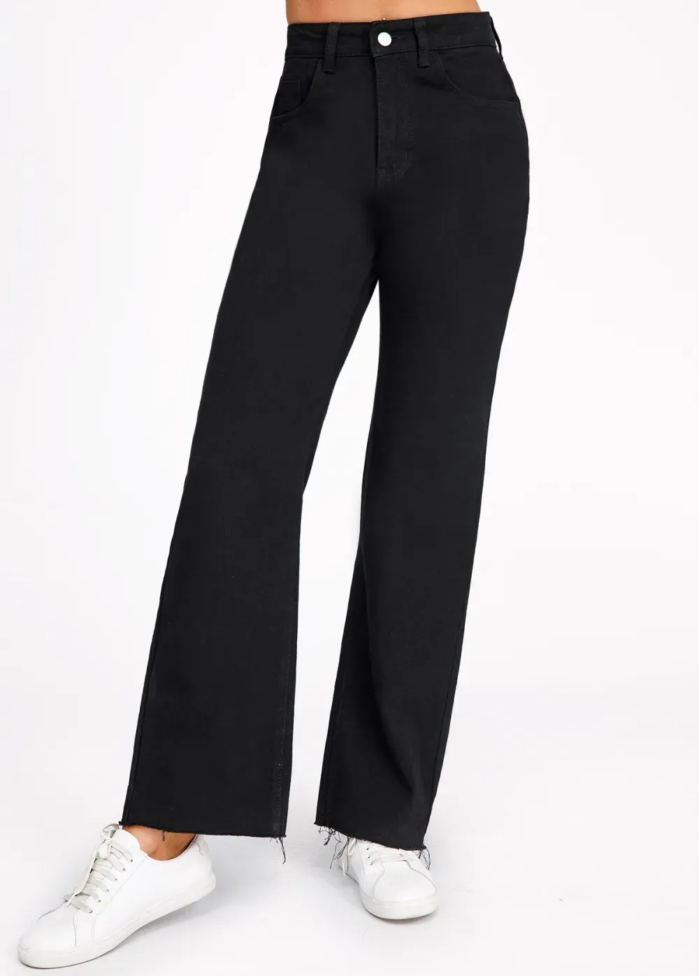 Black Pocket Button Fly High Waisted Jeans