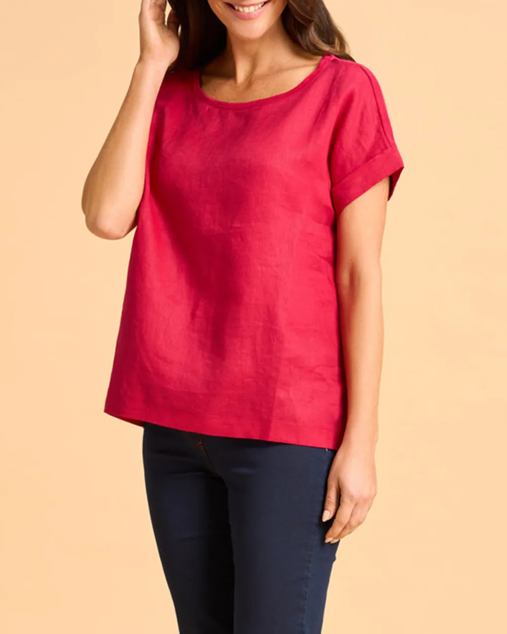 Loose Fit Short Sleeve Linen Top