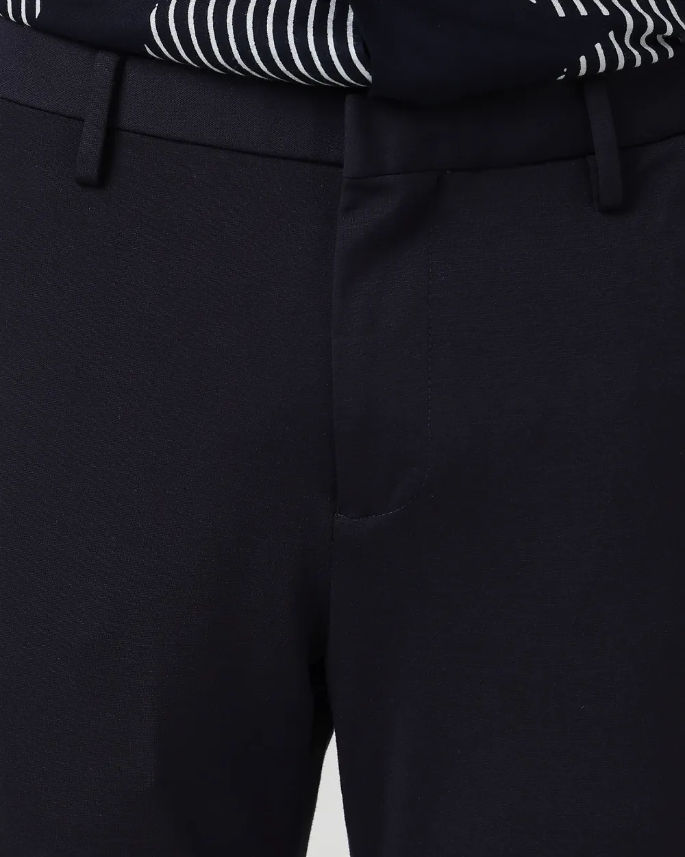 Classic Versatile Soft Slim-Fit Straight-Leg Navy Trousers