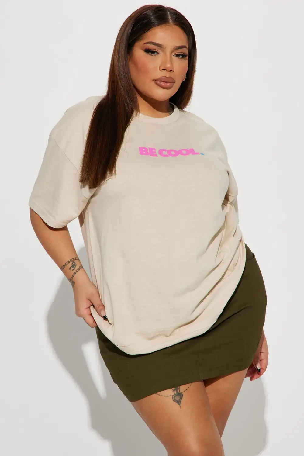 Be Cool Smiley Short Sleeve Tee - Taupe