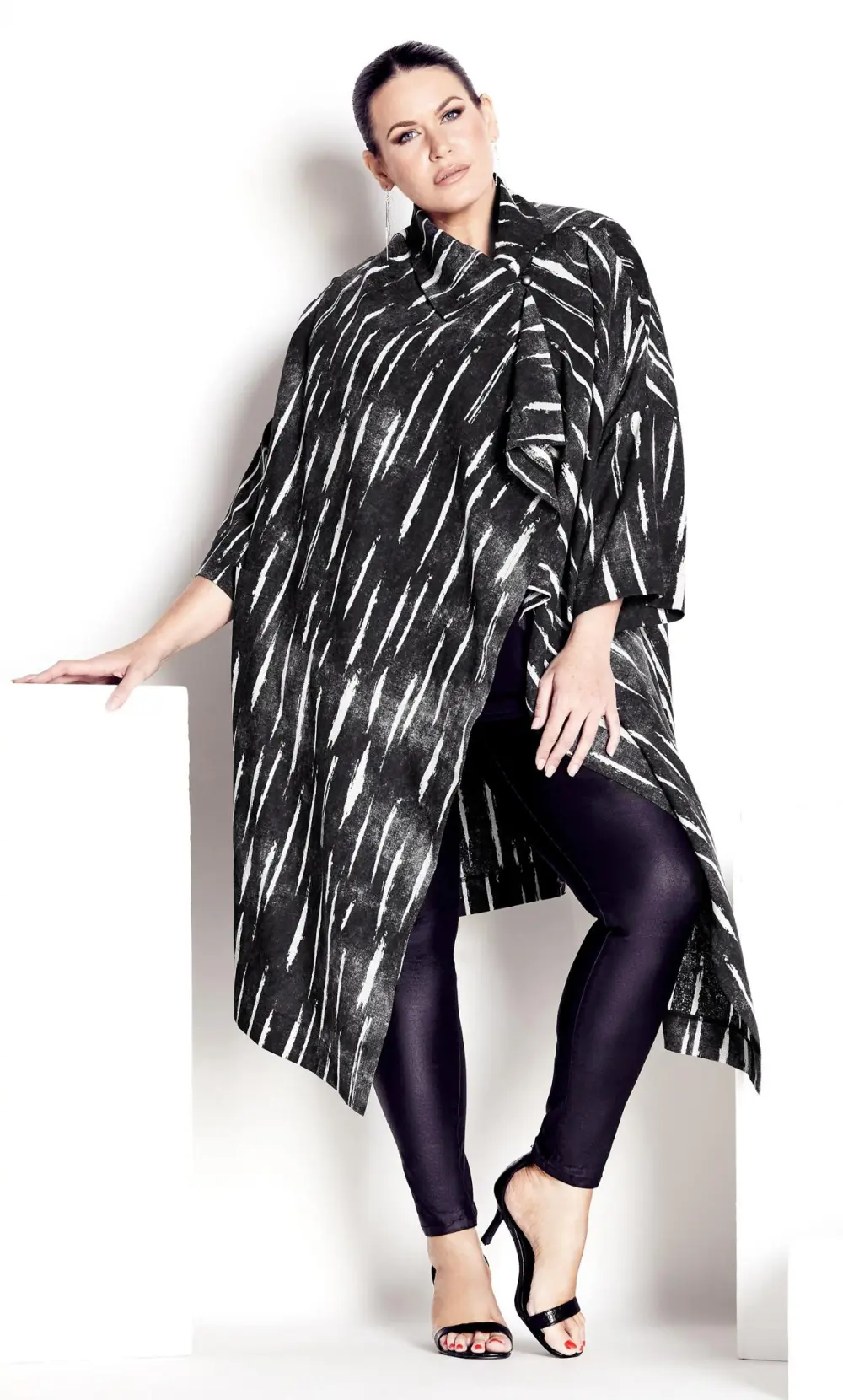 Evans Black Stripe Cape Jacket