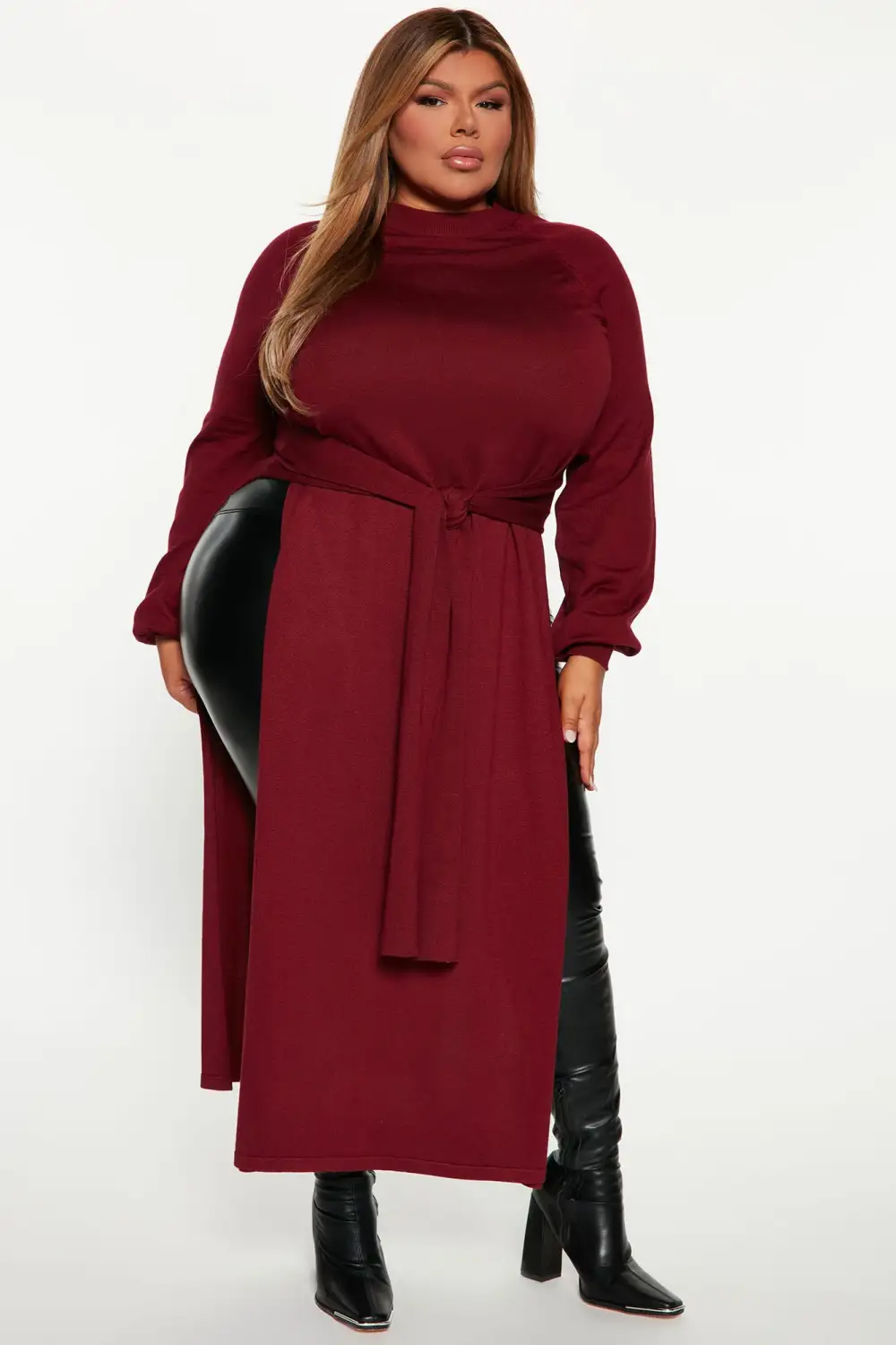 Slit Just Got Real Tunic Sweater - Burgundy