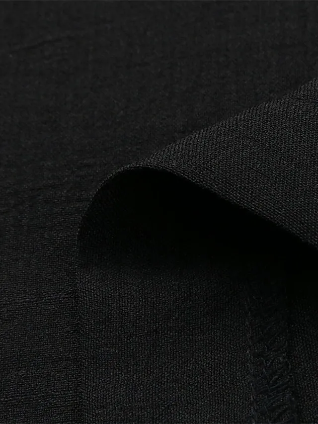 Women's Cotton Linen Dress Swing Dress Black Dress Maxi long Dress Cotton Blend Casual Comfort Home Daily Vacation Shirt Collar Pocket Long Sleeve Summer Spring Fall Loose Fit Black Pink Green Pure