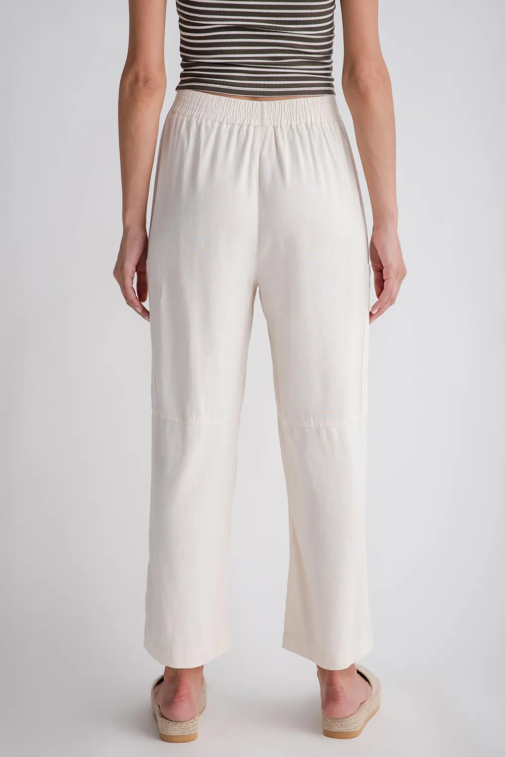 Textured Slouchy Wide Leg Pants - natural