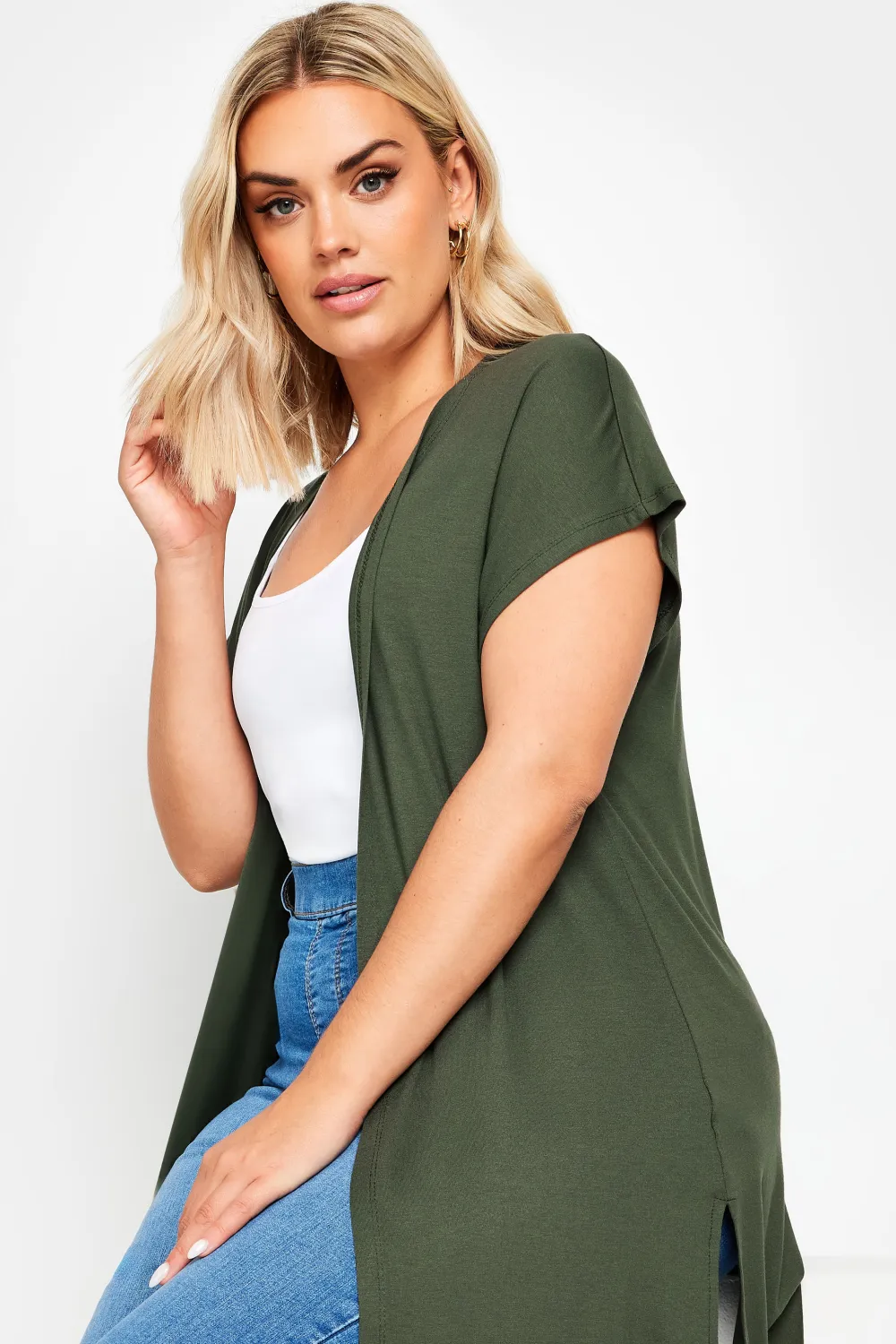 YOURS Curve Green Short Sleeve Cardigan