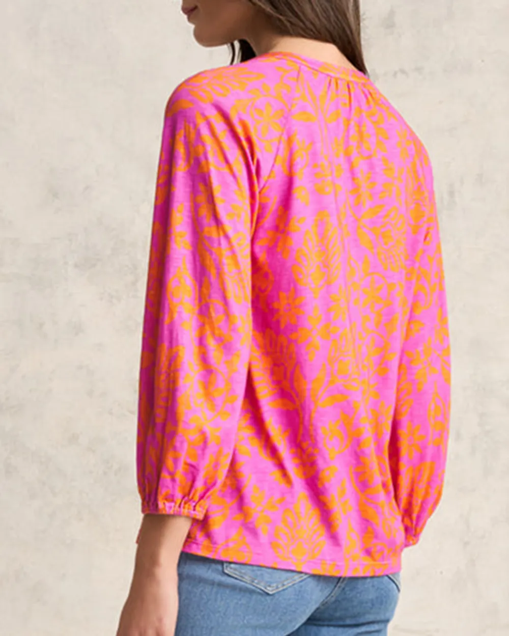 Printed Jersey Top - Pink Orange Print