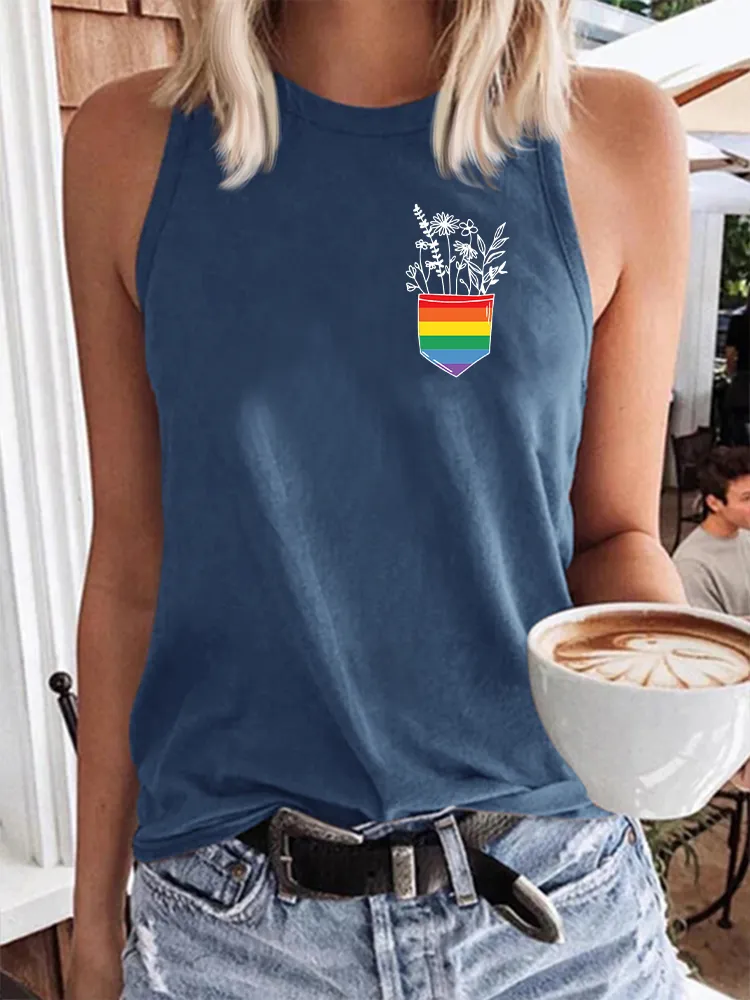 Women's Gay Day Pride Day Crew Neck Vest