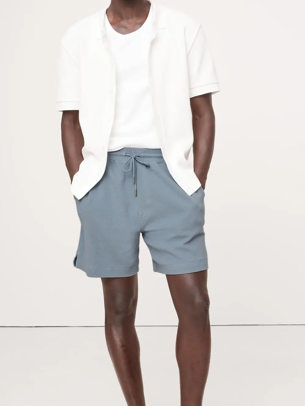 Men's Blue Ocean Swell Cotton Knitted Elastic Shorts