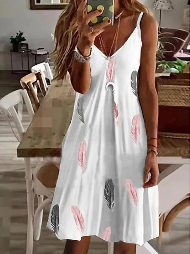 Women‘s Strap Dress Mini Dress pineapple Flowers feather Love Sleeveless Flower Fruit Spring Summer V Neck Fruit Casual Holiday 2023 S M L XL XXL XXXL 4XL 5XL