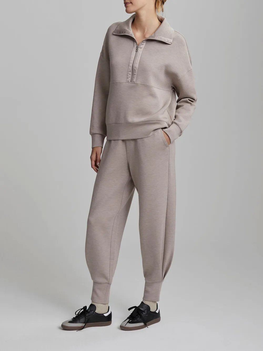 Chic Quarter-Zip Wide-Collar Loose Sweatshirt