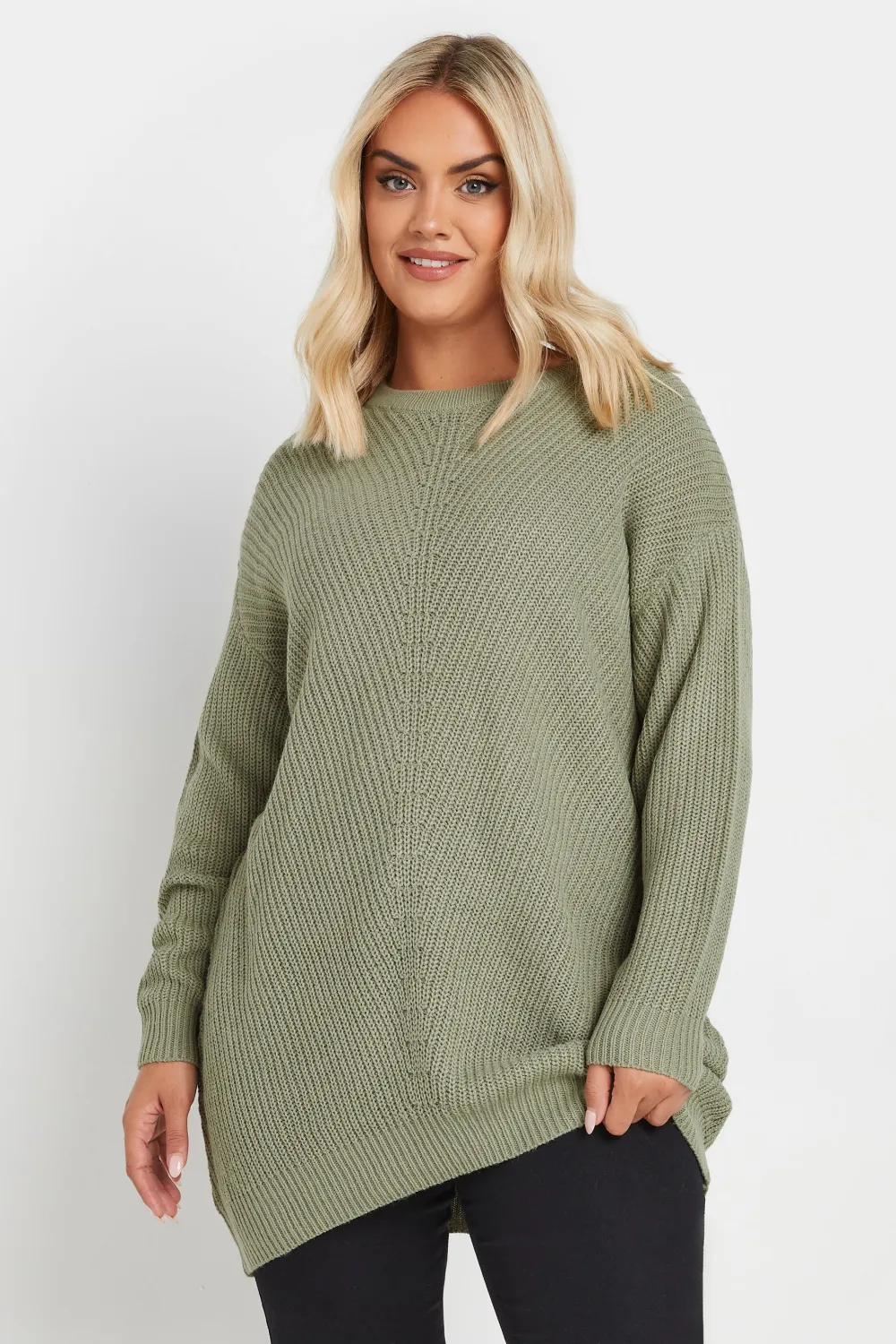 YOURS Curve Black & White Essential Knitted Jumper