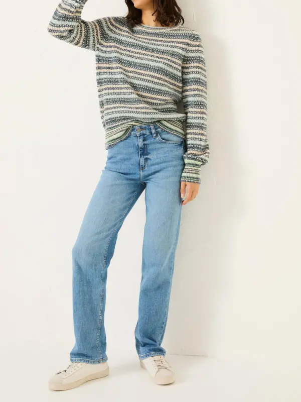 Blue Soraya Stripe Knitted Crew Neck Jumper