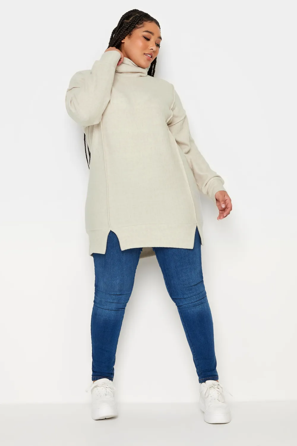 YOURS LUXURY Curve Cream Soft Touch Turtle Neck Jumper