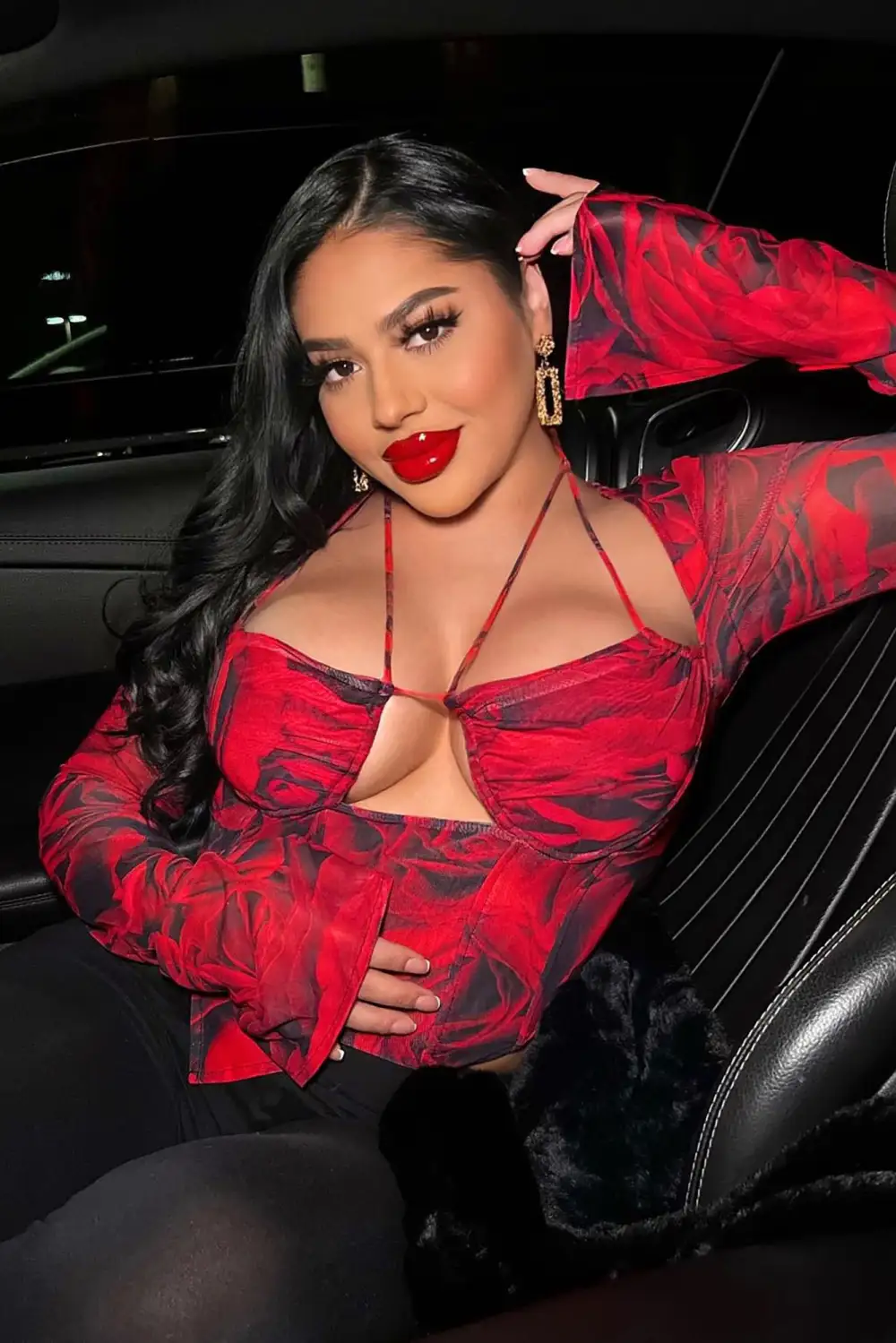 Miranda Mesh Floral Corset Top - Red/combo