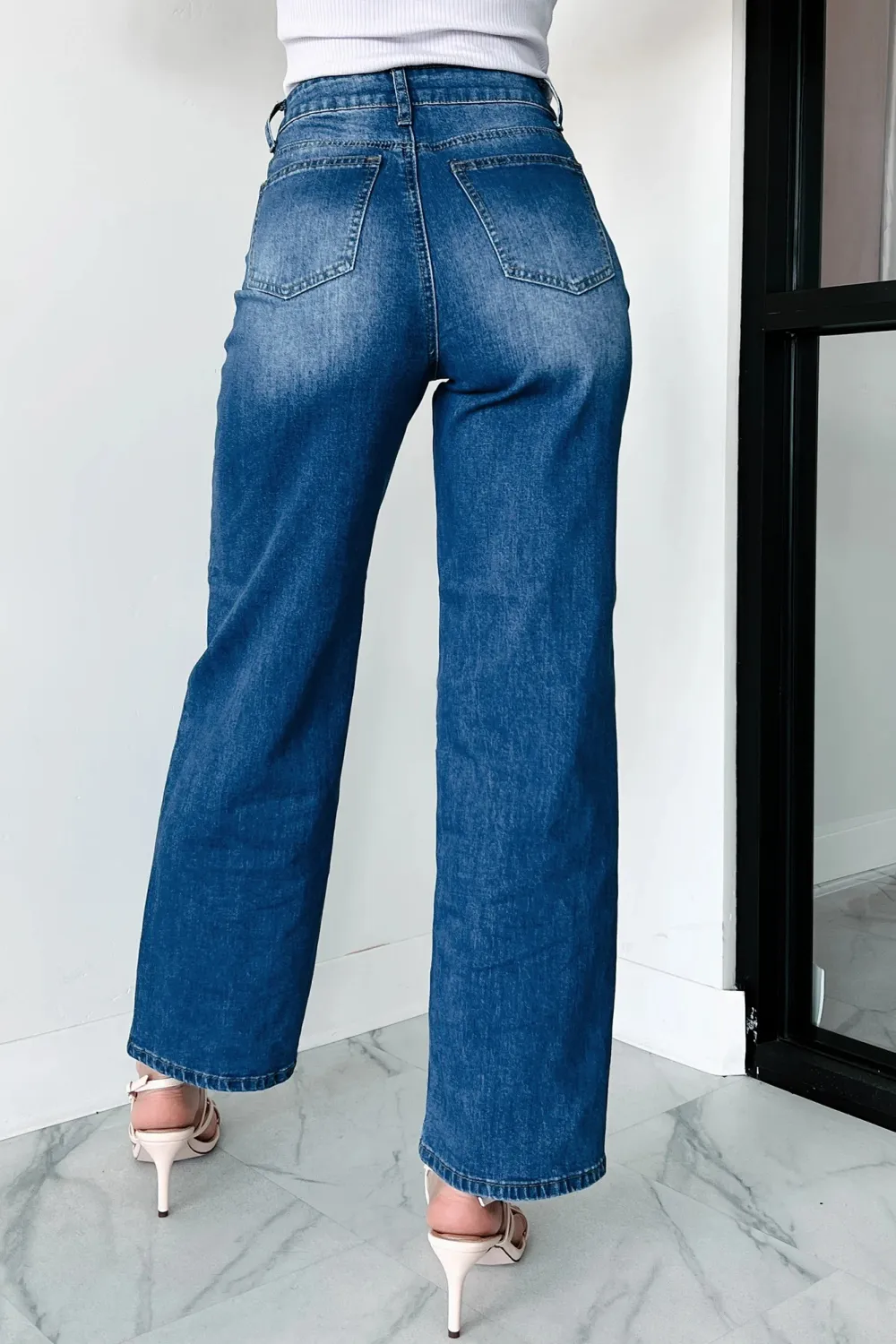 High Rise Non-Distressed Wide Leg Jeans
