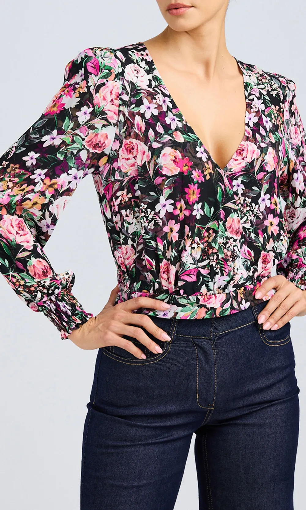 Floral Wrap Blouse