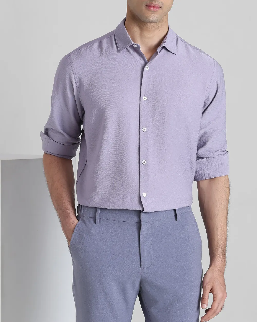 Leisure Simple Comfortable Slim-Fit Breathable Lilac Shirt