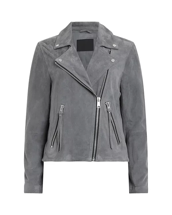 Grey Long Sleeves Biker Jacket