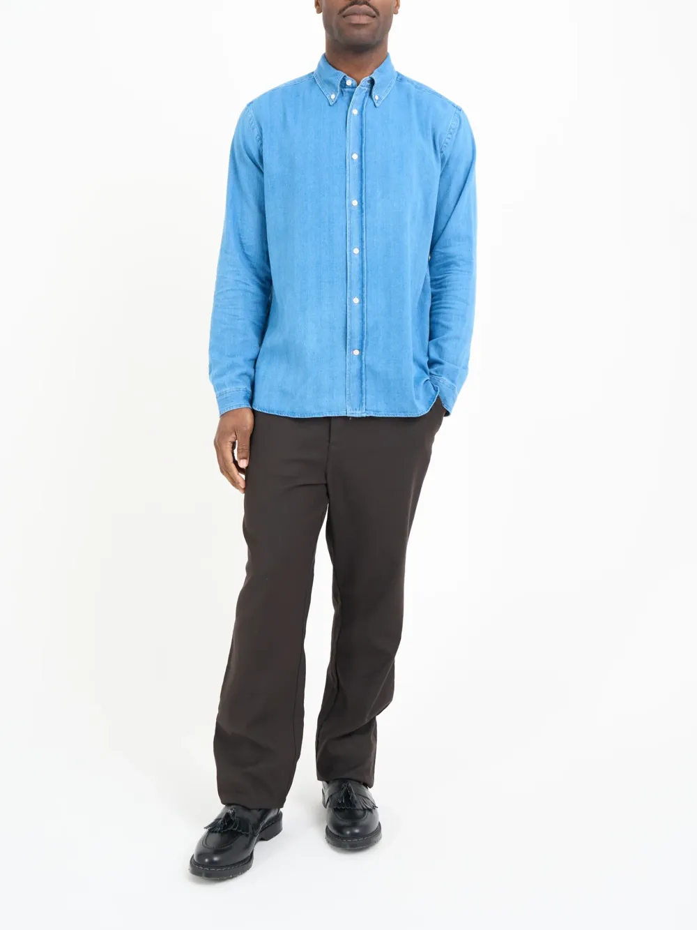 Casual Style  Indigo Cotton Shirt