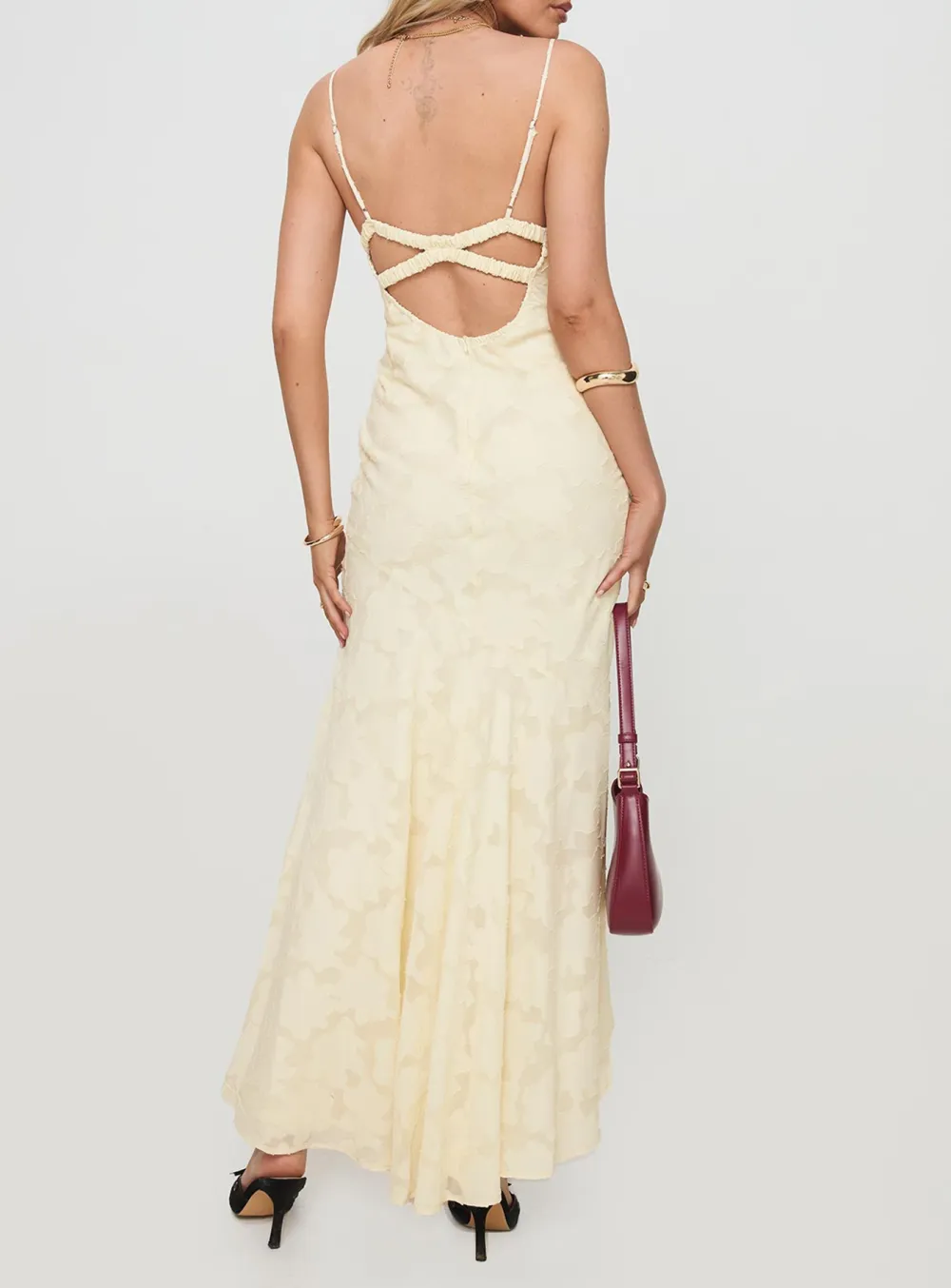 Lace Trimmed Spaghetti Strap Maxi Dress