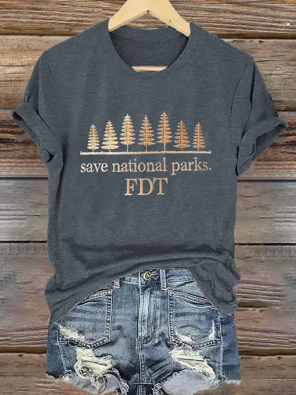 Women'S T-Shirt Women'S Retro Save National Parks FDT Print T-Shirt