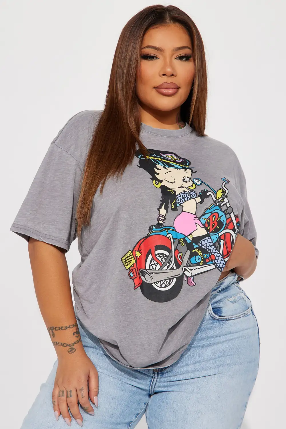Betty Boop Burnout Tshirt - Grey