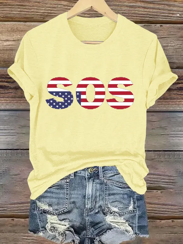 Retro SOS Print T-Shirt