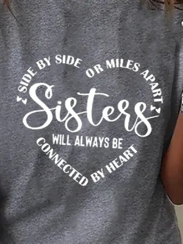 Casual Crew Neck Short Sleeve Loose Text Letters T-Shirt(⚡Clearance Sale)