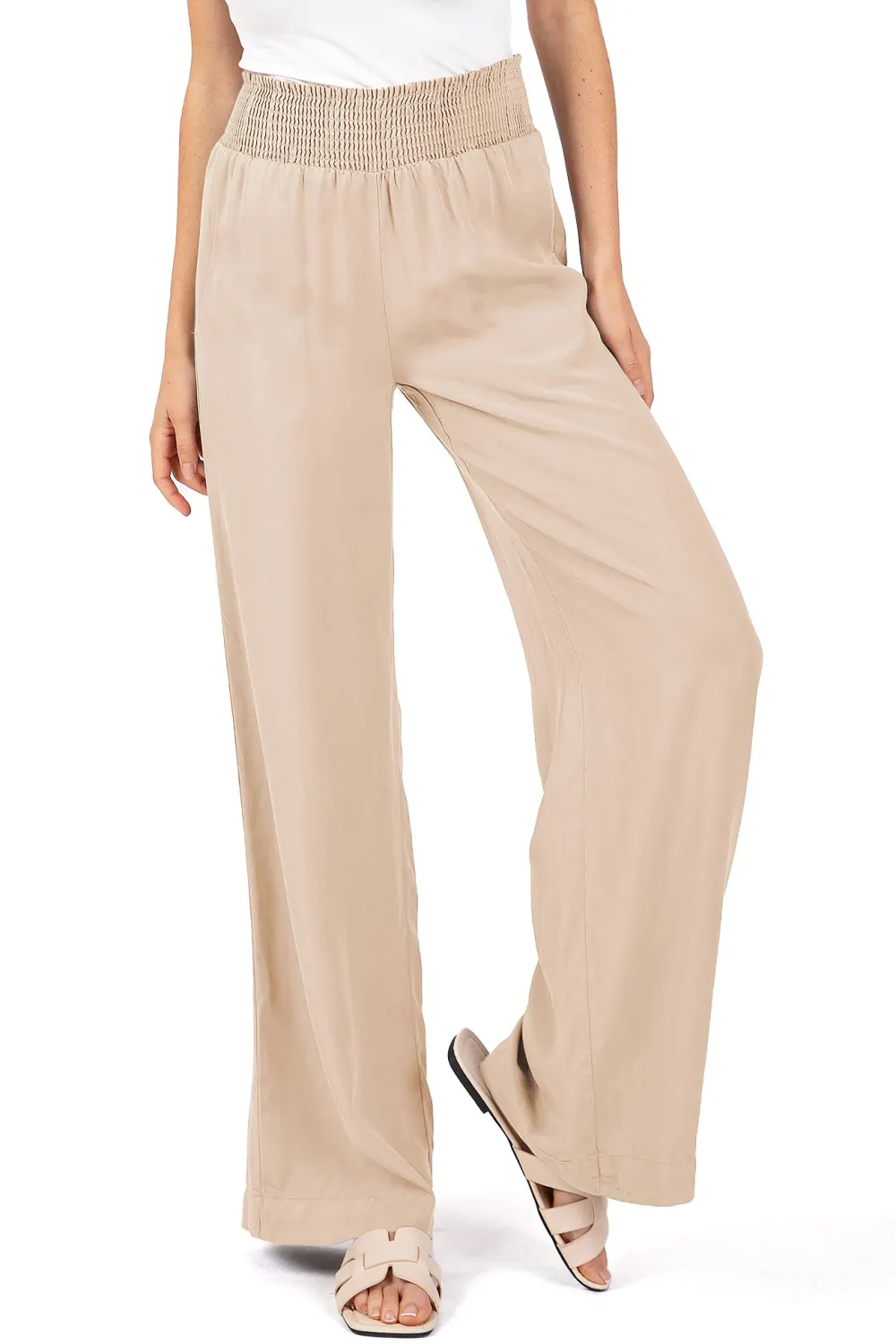 Elastic Waist Wide-Leg Pants