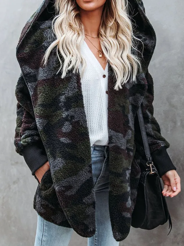 Loose Fluff/Granular Fleece Fabric Casual Teddy Jacket