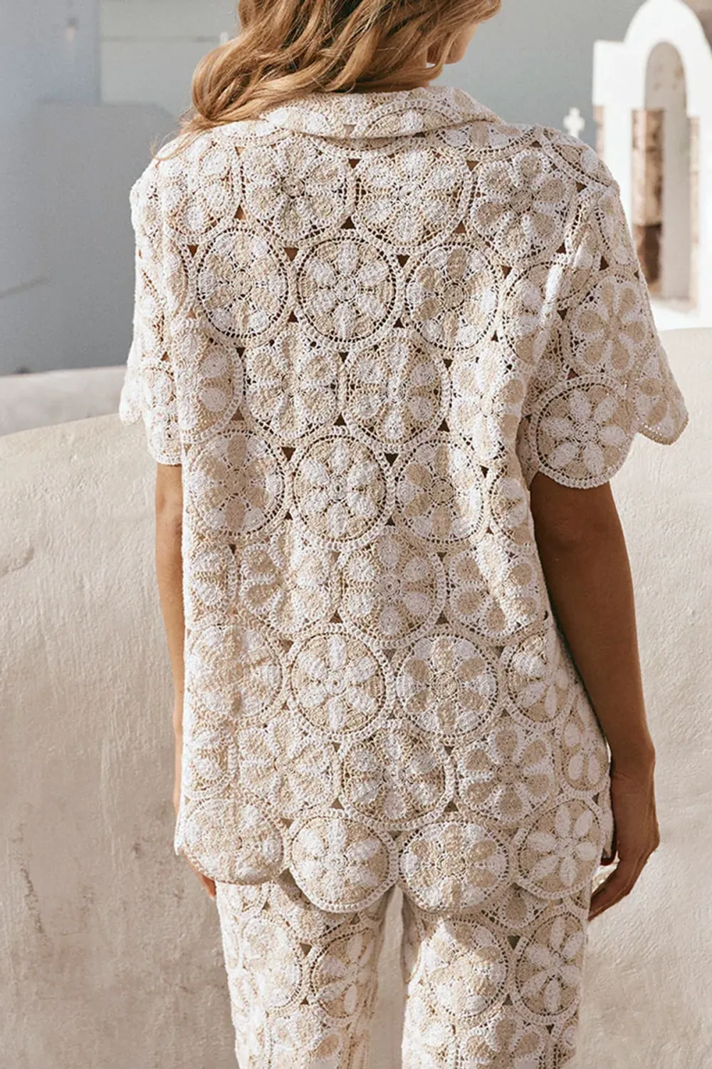 Crochet Open Work Short Sleeve Top