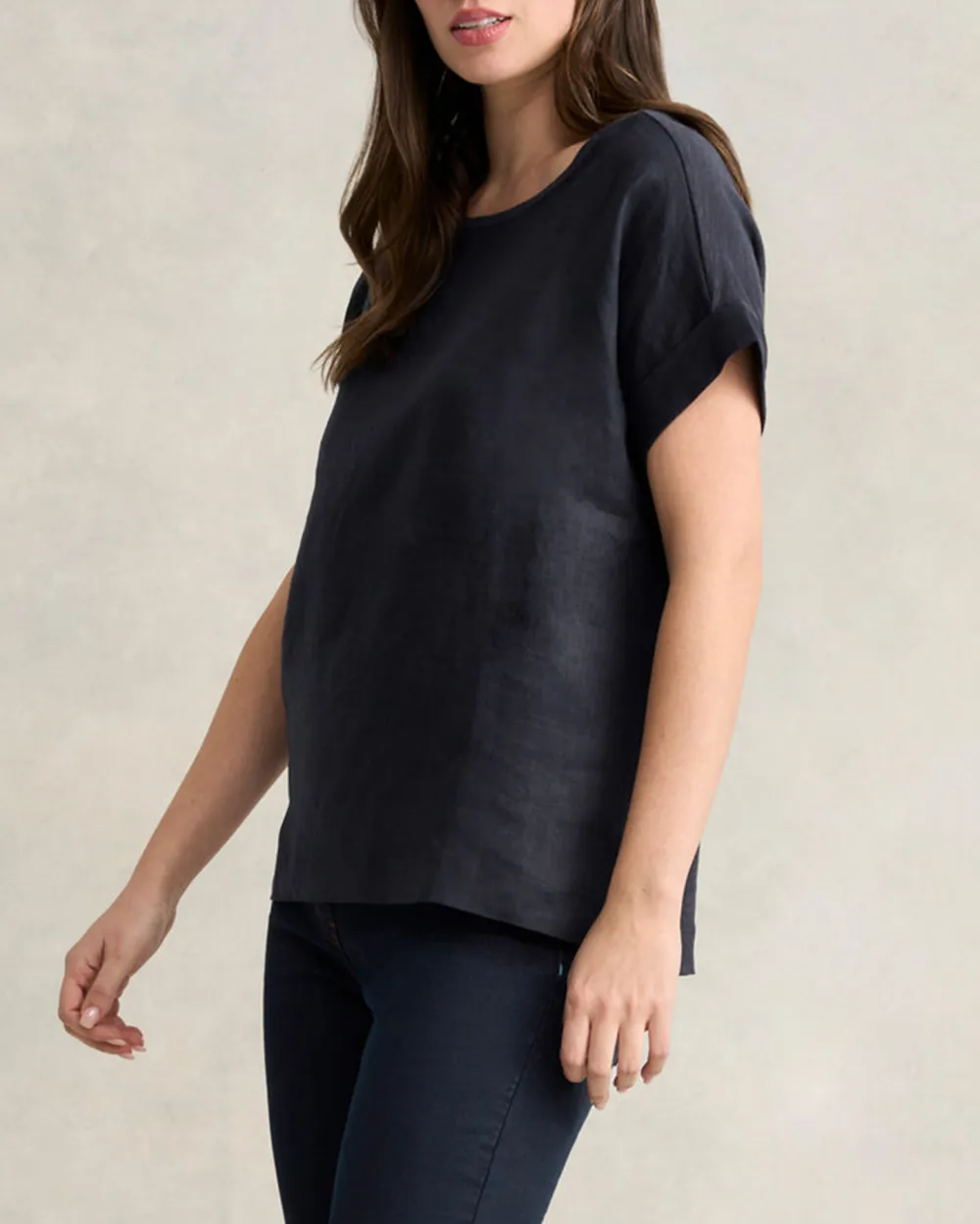 Loose Fit Short Sleeve Linen Top