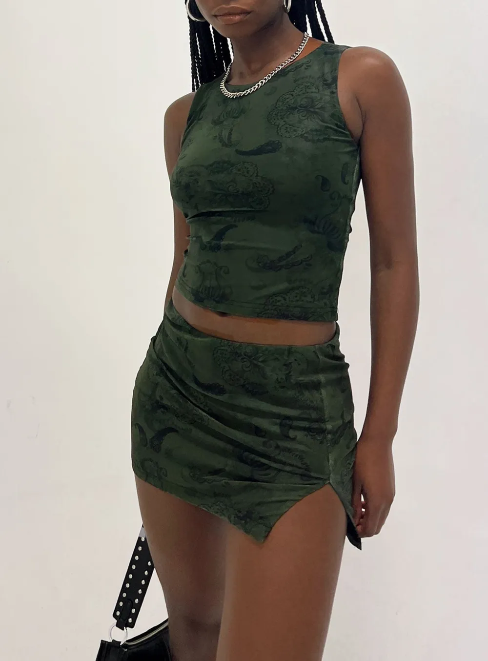 Green Tie Dye Sleeveless Crop Top