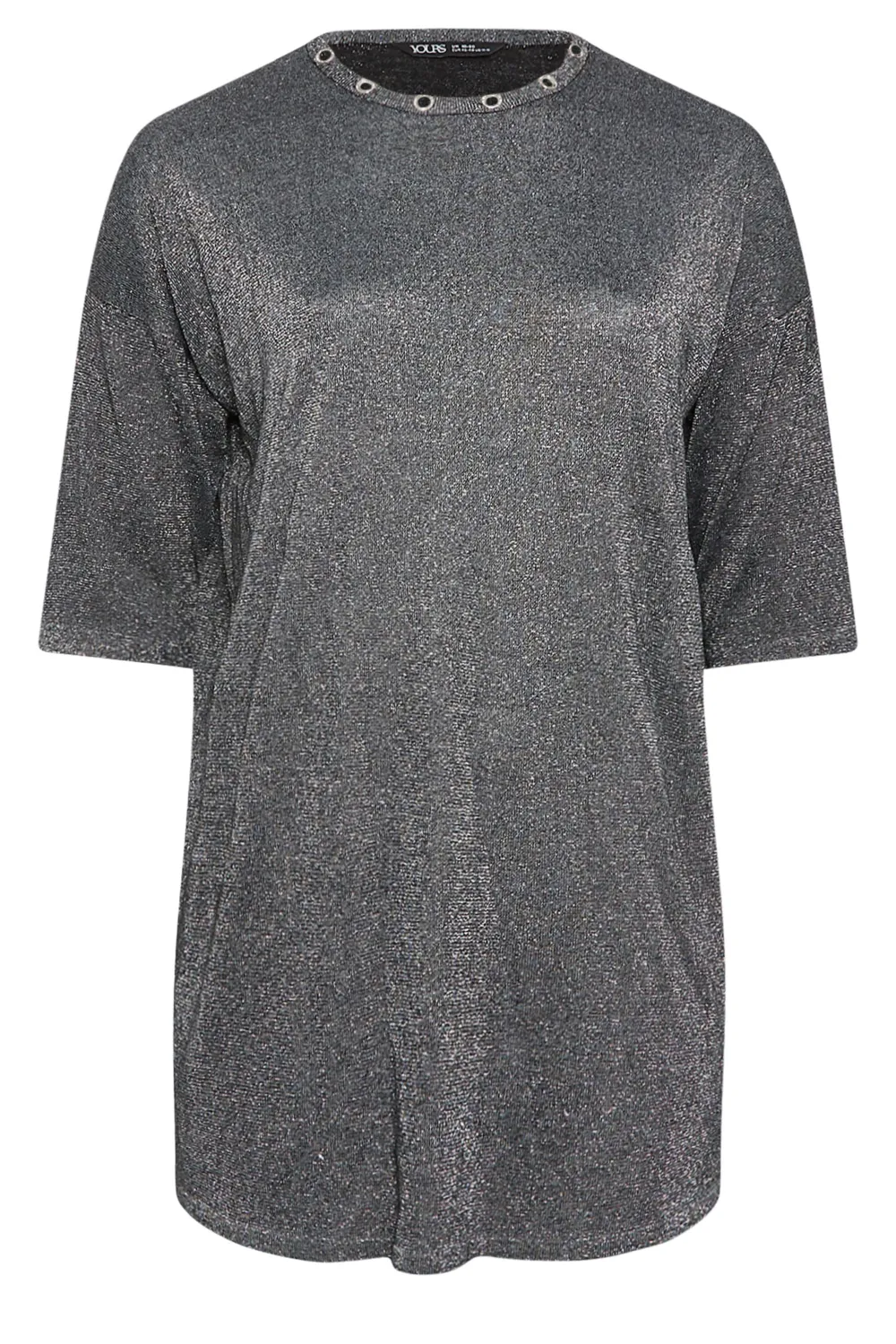YOURS Curve Grey Metallic Eyelet Jumper