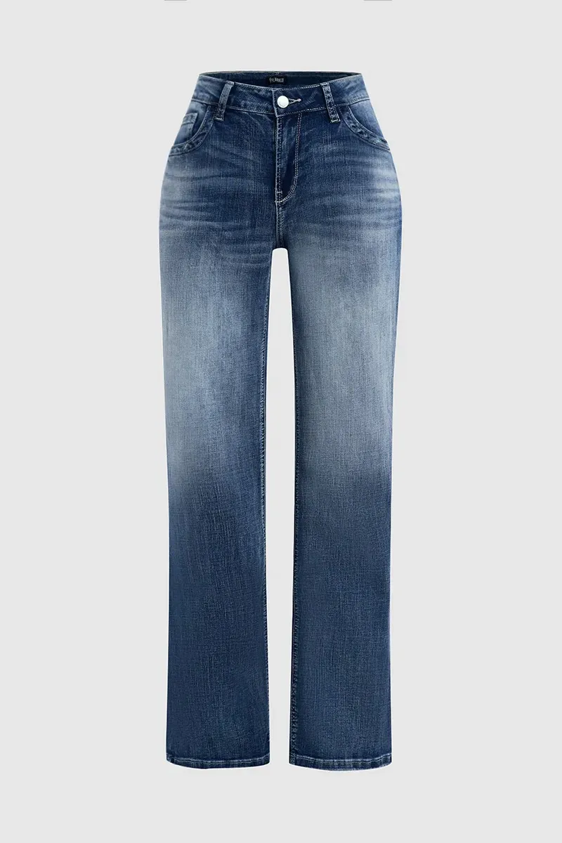 Ripped Low Waist Bootcut Jeans Without Belt