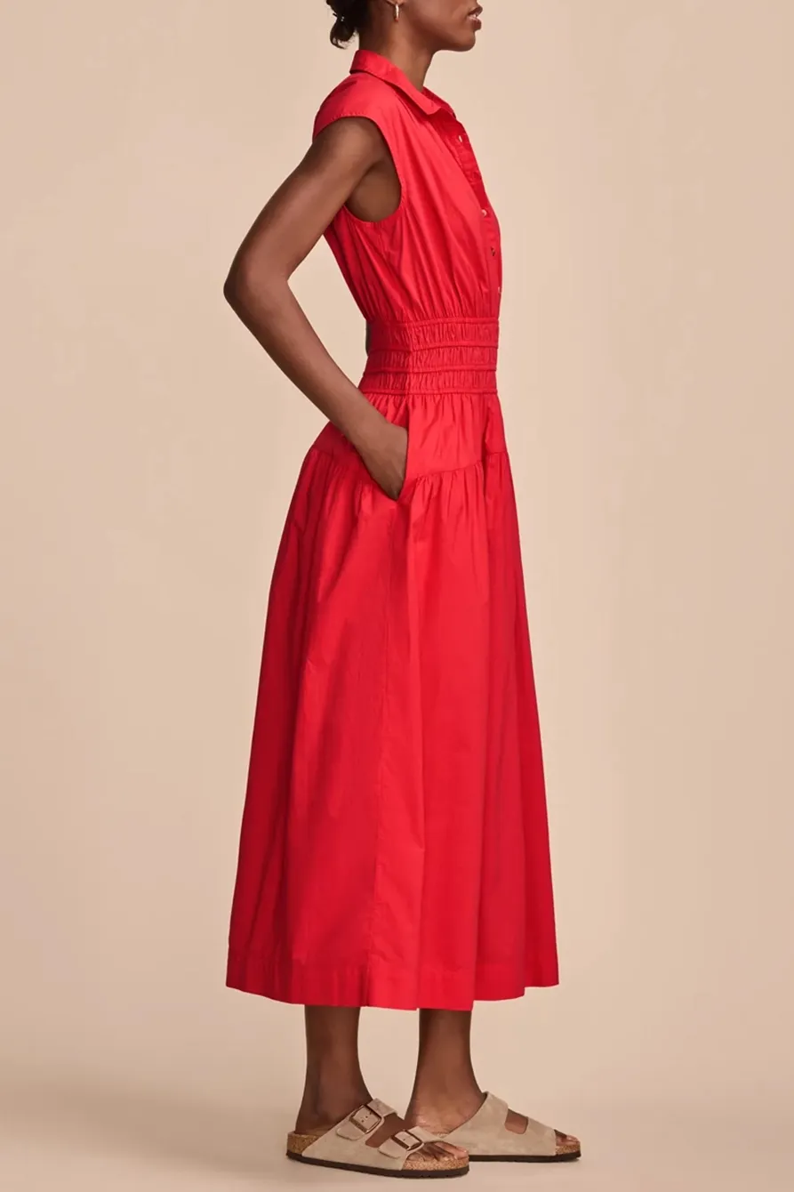 Lollipop Smocked Dropped Waist Midi Dress