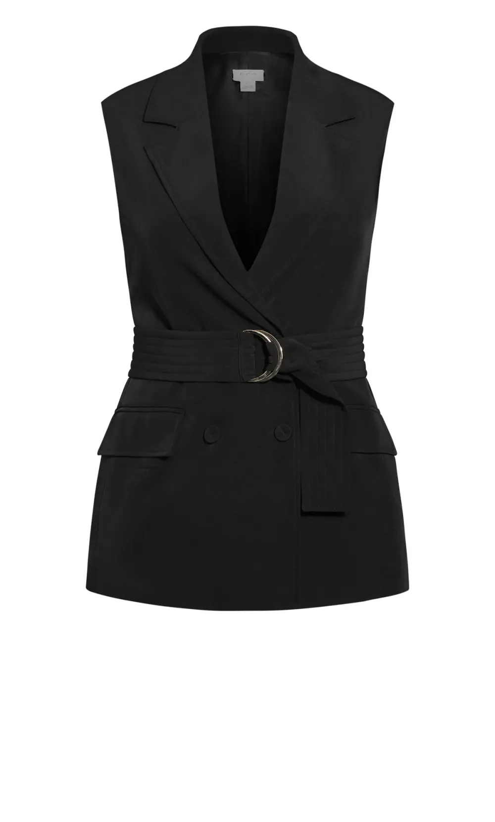 Evans Baptiste Black Dawn Buckle Up Sleeveless Blazer