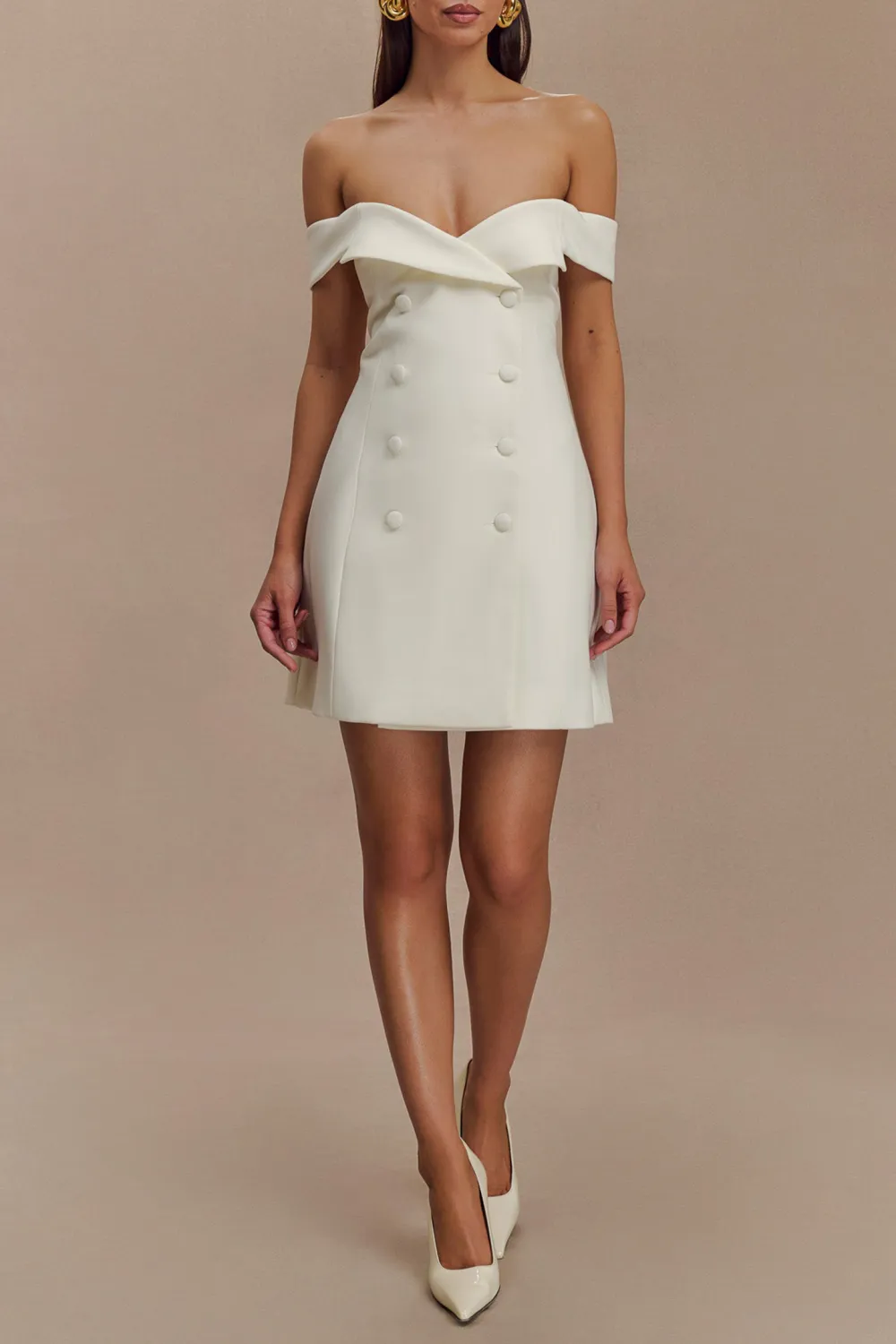 Off Shoulder Suiting Mini Dress