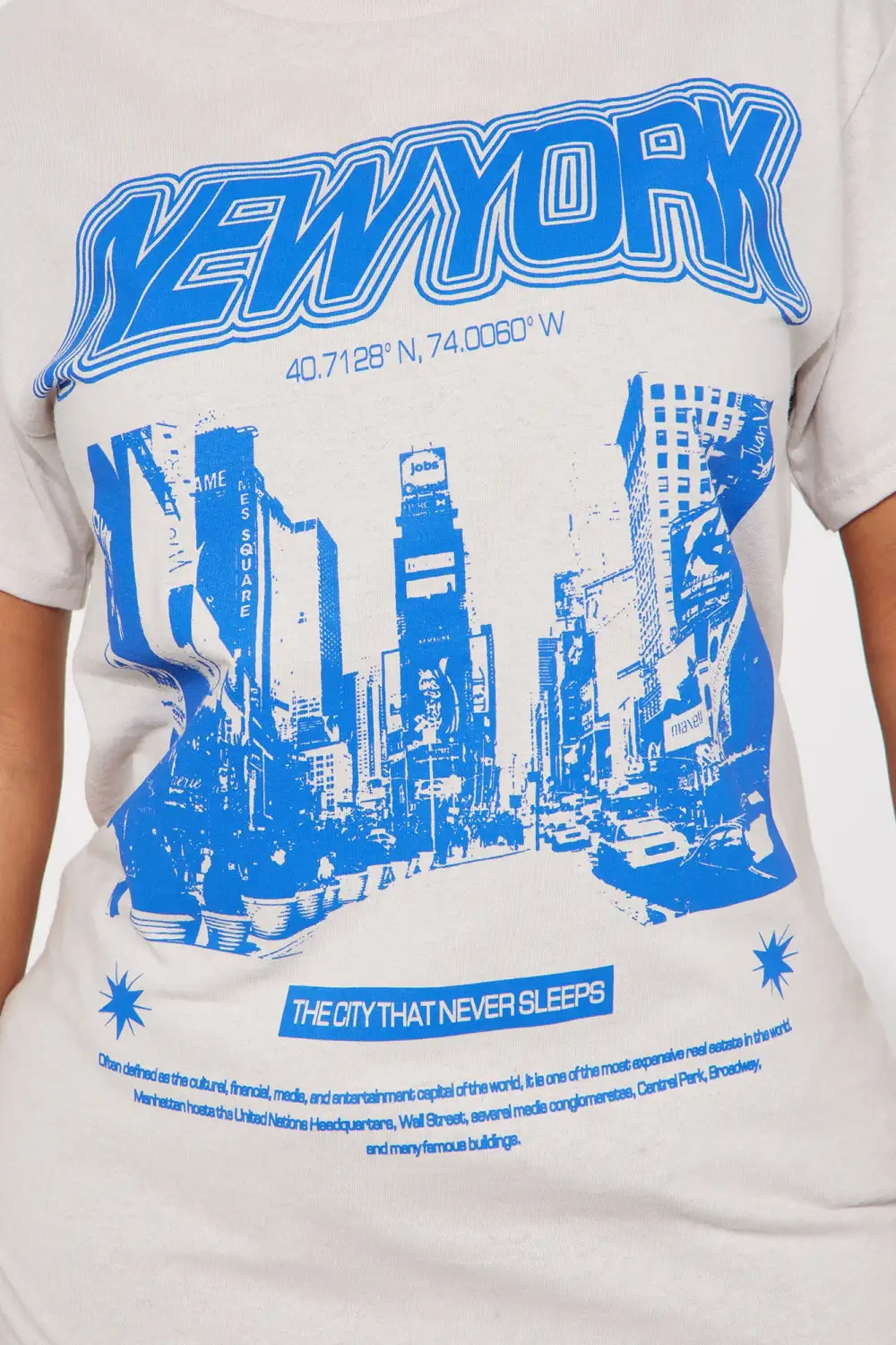 New York Night Life Graphic T-Shirt - Grey