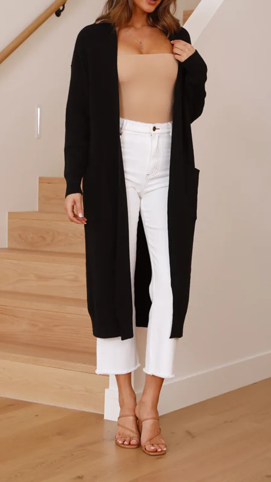 Solid Color Long Knitted Coat