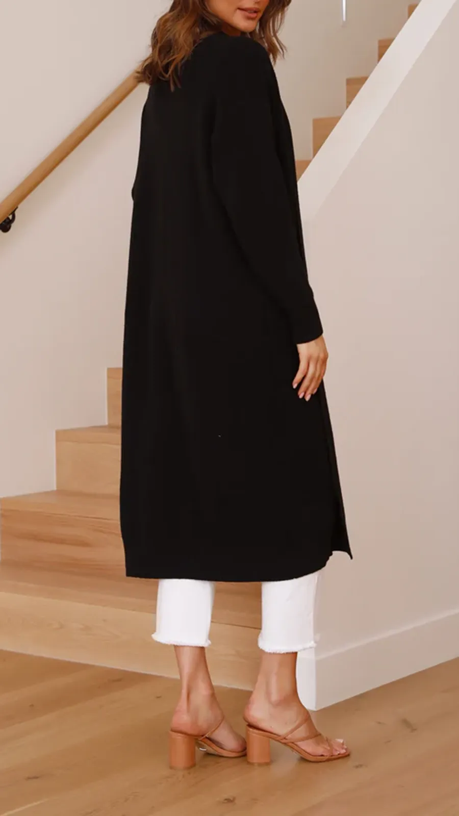 Solid Color Long Knitted Coat