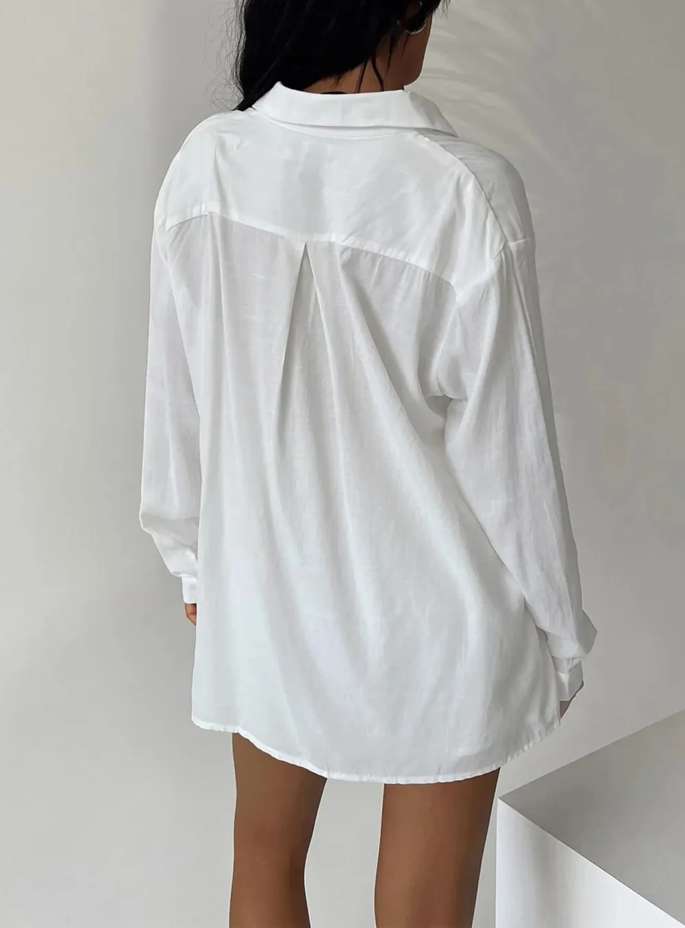 Oversized White Satin Like Shirt