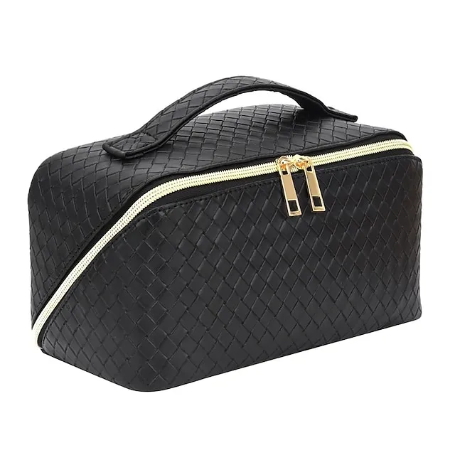 Women's Girls' Handbag Cosmetic Bag PU Leather Party Daily Holiday Zipper Large Capacity Waterproof Breathable Plaid Black White Pink