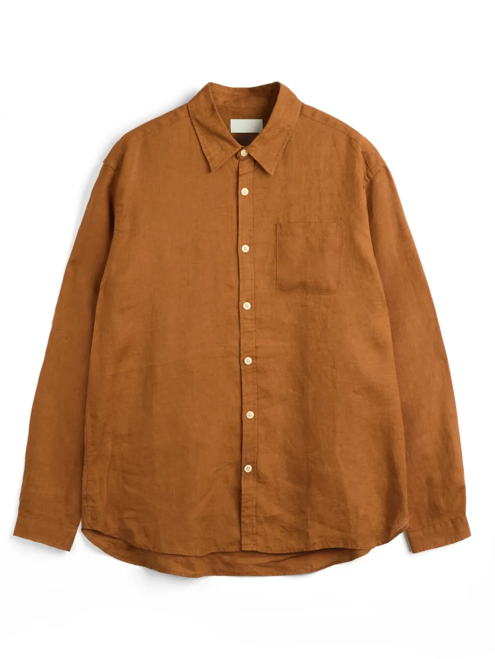 Casual Style Long Sleeve Orange Linen Shirt