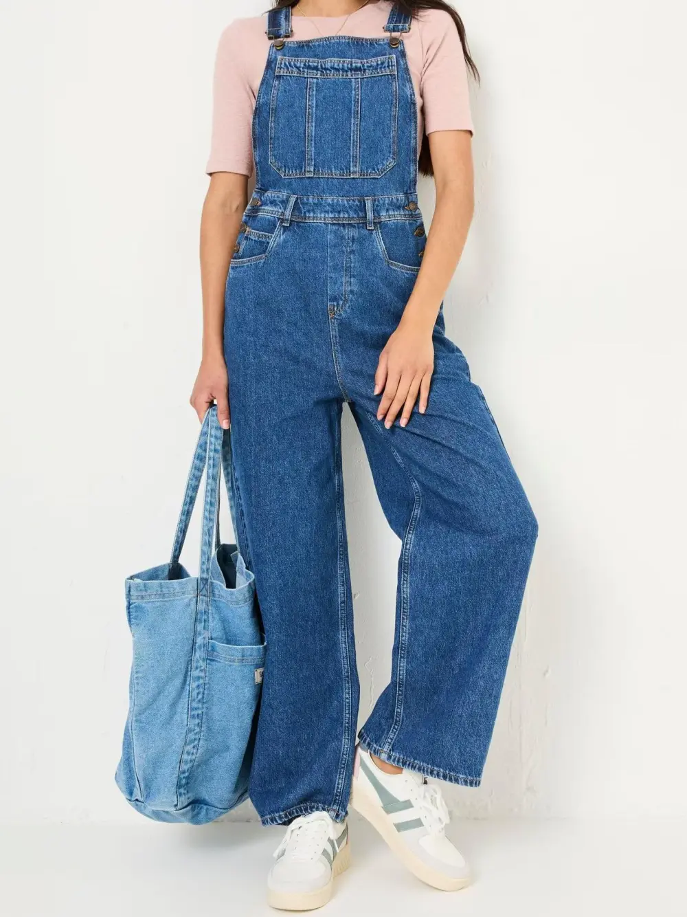 Alexa Denim Vintage Wide Leg Dungarees